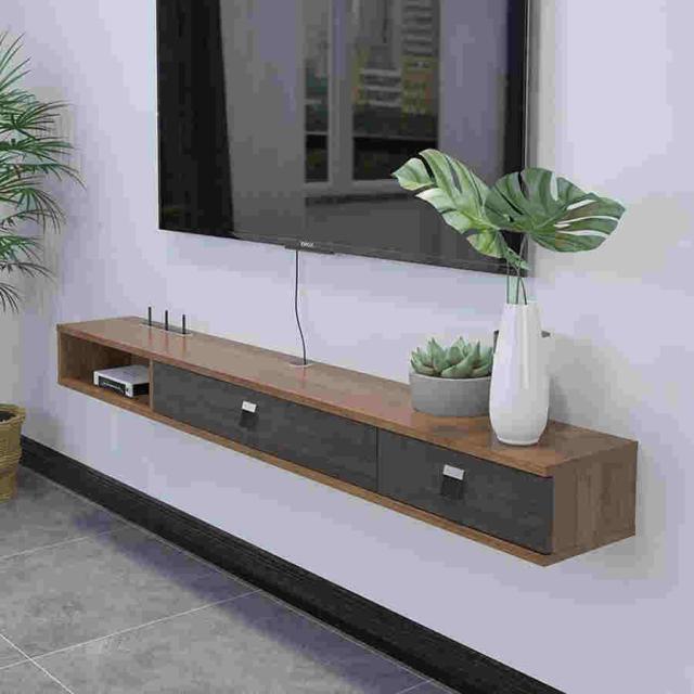 テレビ台 壁掛け 幅180×奥行23.6×高さ16cm ウォールシェルフ 引き出し付き壁掛けテレビキャビネット 多機能収納 おしゃれ セットトップボックス ルーター DVDの通販は