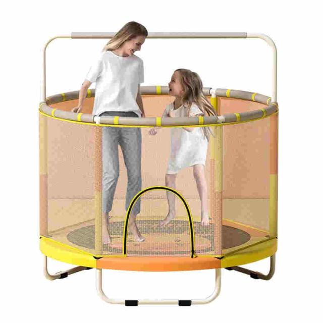 子供用トランポリン 家庭用 大型 120cm 飛び出し防止安全保護ネット付き とらんぽりん 子供 こども用 室内遊具 耐荷重100kg 静音 補助手すり付き 誕生日プレゼ