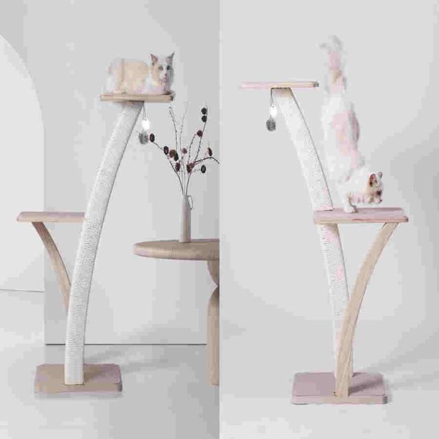 キャットタワー 猫タワー ソリッドウッド 日本式のシンプル 環境に配慮 防水耐久性 丸みのある面取り 省スペース おしゃれ 可愛い デザイン 運動不足解消 ストレ_8