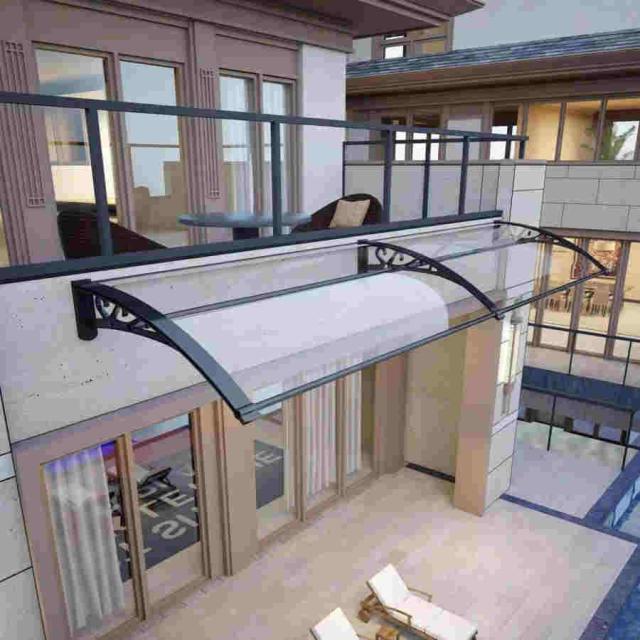テラス屋根 ひさし雨よけ玄関屋根 梅雨対策 住宅用 100x270cm パティオ日除け 後付け 雨雪パネルをミュート ブラケット付き キャノピー テラス サンシェッター