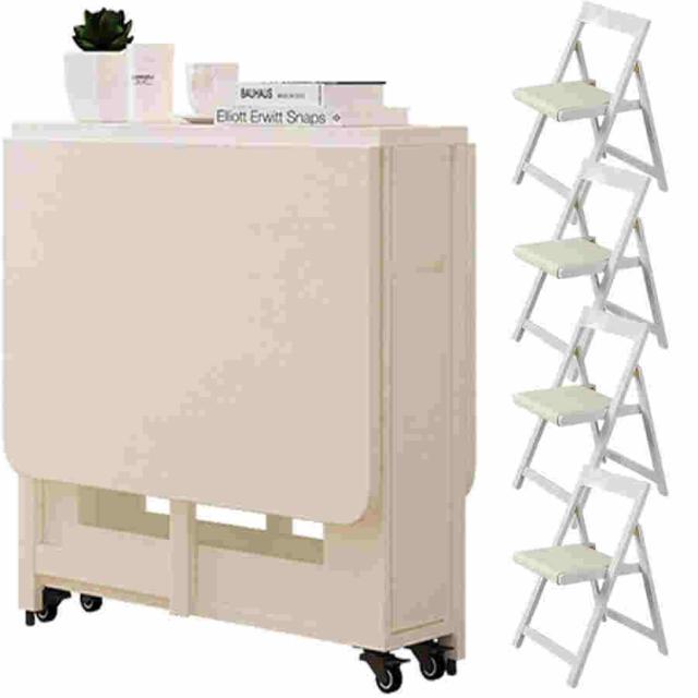 4人用ダイニングテーブルセット、折りたたみ式テーブルと椅子、椅子付き木製拡張ダイニングテーブル、キッチンダイニングルームリビングルーム用折りたたみ式ダの通販は