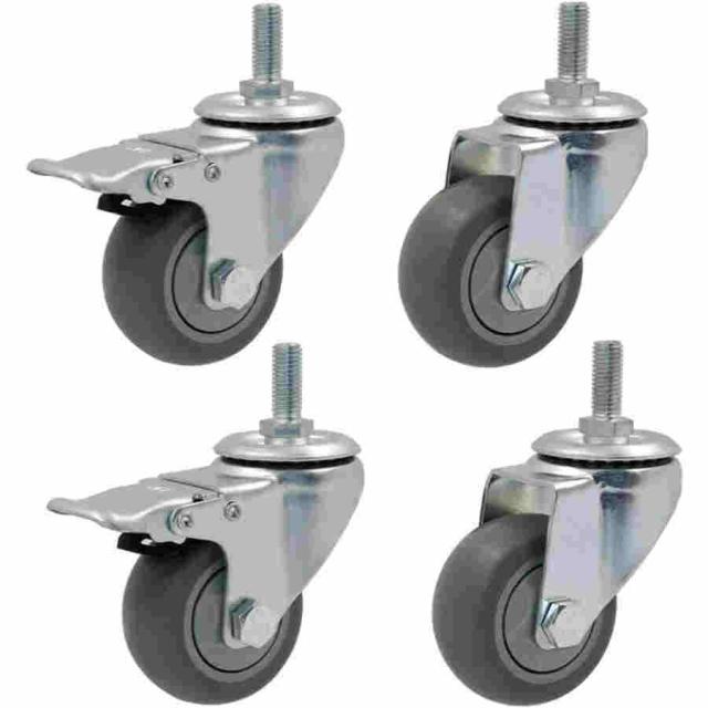 4個 キャスター 車輪 二輪車 M12 プレートキャスター ブレーキ付き ヘビーデューティー 耐荷重300-400kgキャスター 360°ロータリー 静音 高耐久性 家具交換キッ 5,723円
