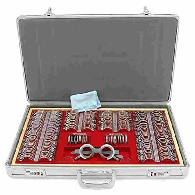 266個の光学トライアルレンズセット検眼トライアルレンズセットケース視力検査用のアイフレームテキストオプティシャン錦メタルリムアルミニウムケース+無料 266個の光学トライアルレンズセット、検眼トライアルレンズセット