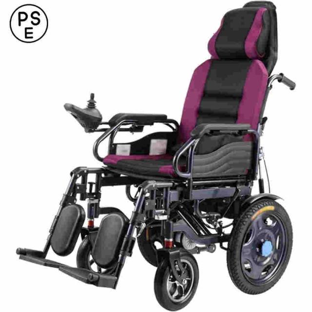 ヘッドレスト、ハイバックレスト、フルリクライニング、衝撃吸収、電動または手動操作、調節可能な背もたれとペダル付きの頑丈な電動車椅子
