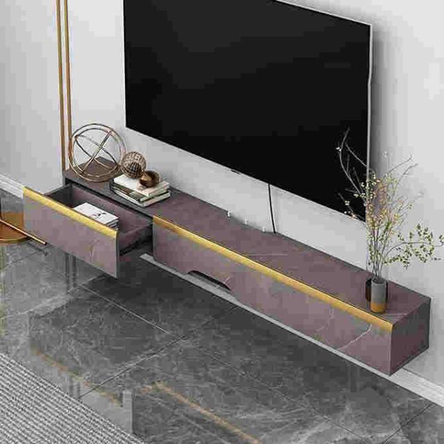 テレビ ローボード - テレビフローティングシェルフ、テレビ ローボード、 木製フローティングテレビスタンド壁掛け、フローティングテレビスタンドコンポーネン_1
