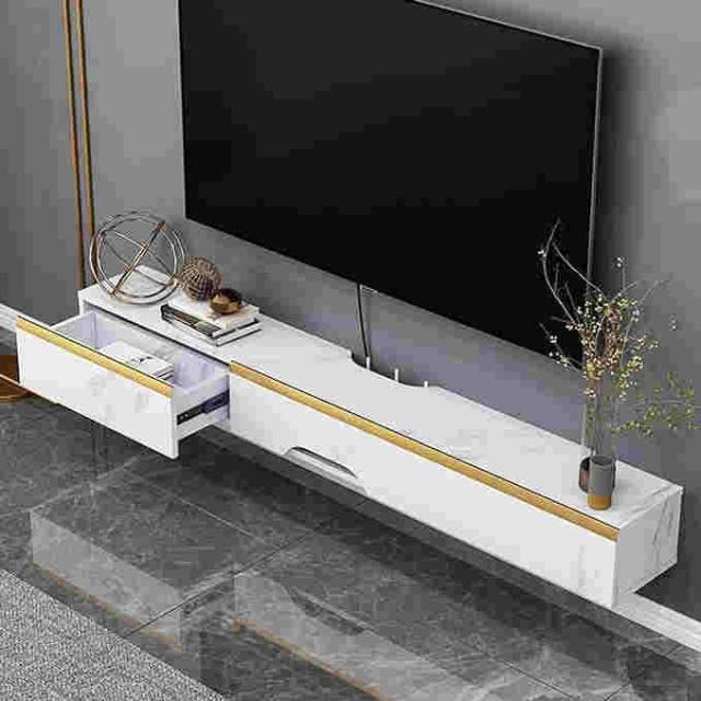 テレビ ローボード - テレビフローティングシェルフ、テレビ ローボード、 木製フローティングテレビスタンド壁掛け、フローティングテレビスタンドコンポーネン_2