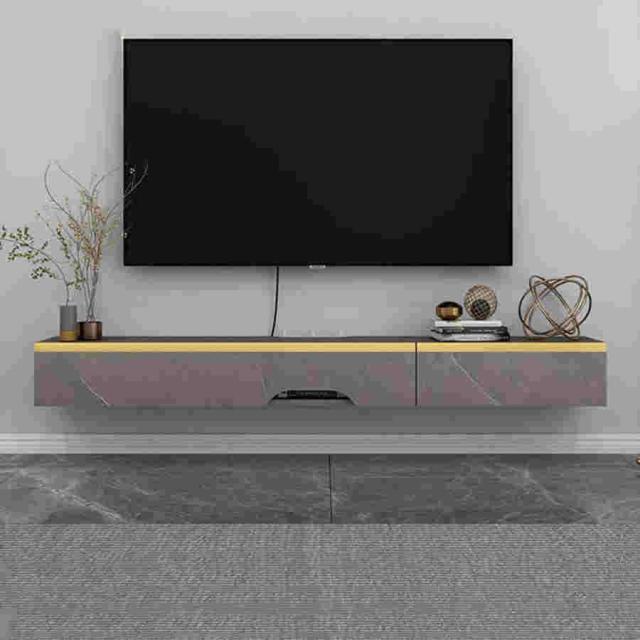 テレビ ローボード - テレビフローティングシェルフ、テレビ ローボード、 木製フローティングテレビスタンド壁掛け、フローティングテレビスタンドコンポーネン_5