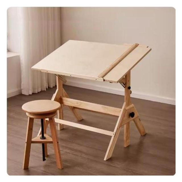 作業台、大型木製製図テーブル、製図台 高さ調節可能なアーティスト製図テーブル、画板、製図テーブル 木製 製図台 デスク 角度調節 定規付き 組み立てが簡単