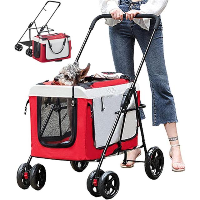 ペットカート 犬 ベビーカー 犬用 カート， 軽量多機能360°回転ペットカート，組み立て簡単 耐荷重20kg 猫犬兼用 ベビーカー ペットバギー 折りたたみ式 犬 カ