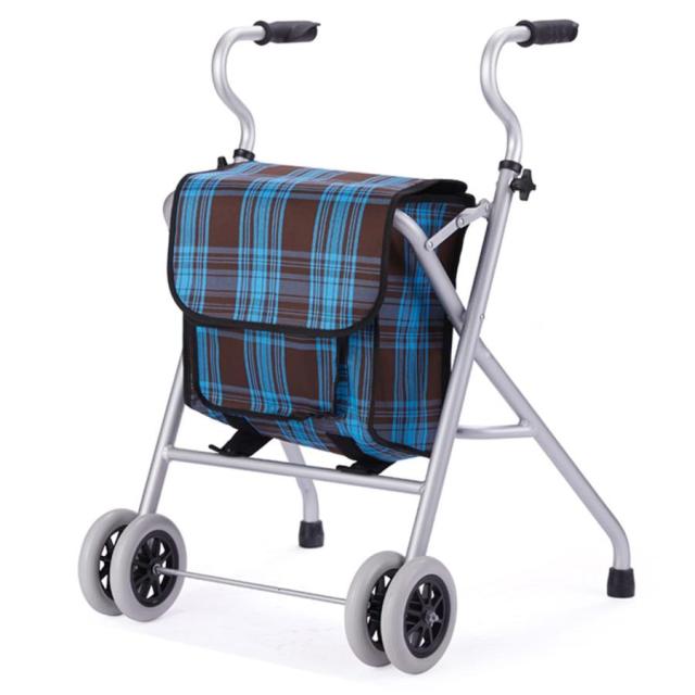 高齢者手押し車 老人 手押し 車 介護 老人 歩行車 折りたたみ 歩行補助 荷物 ショッピングカート 老人 歩行器 シニアカート 5つ高さ調節可 ポケット付き ブルー