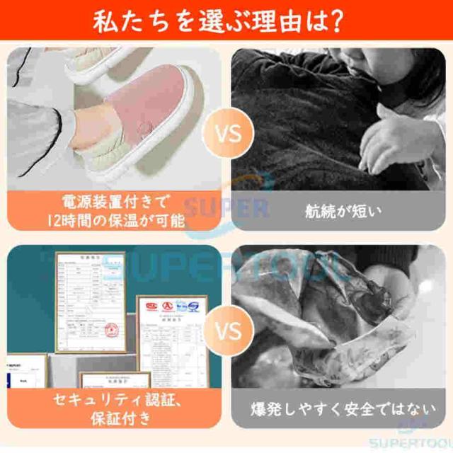 電気スリッパ 暖かい 冬 電熱スリッパ 足温器 充電式 コードレス 3秒即