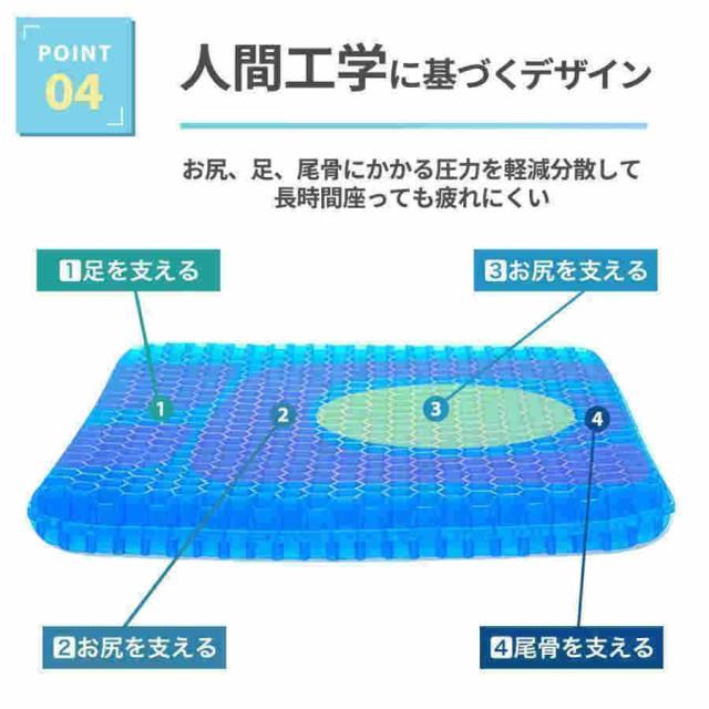 ゲルクッション 本物 超特大 ジェルクッション ハニカム 大 大きめ ラージ 特大 高分子 座布団 車 低反発 腰痛 卵が割れない カバー付き 2023_6