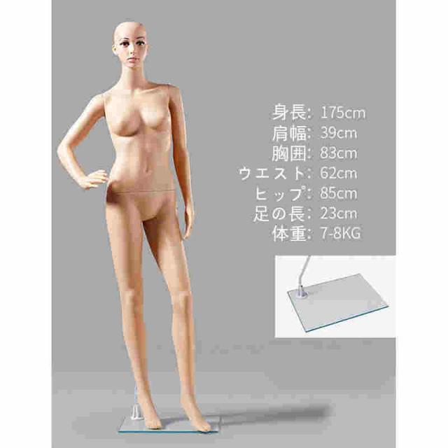 マネキン 全身 リアルマネキン 女性 靴対応 軽量 B83 W61 H86 ディスプレイ トルソー 可動 頭 手 □_74140