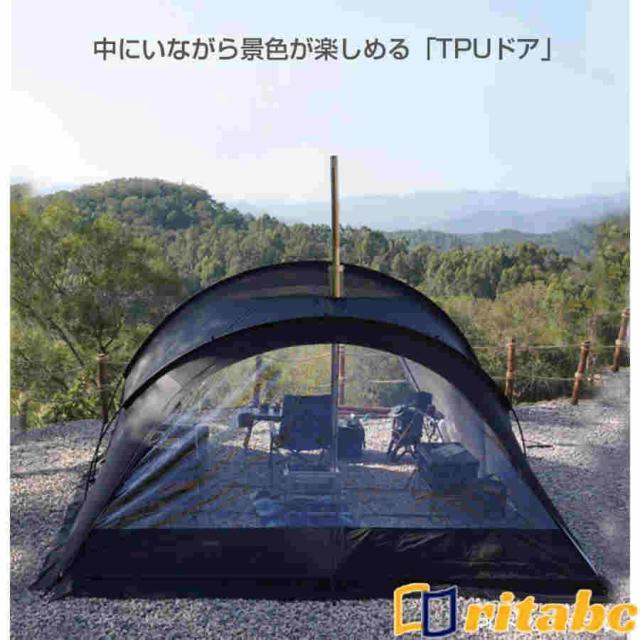 3fulgear快適なファミリーキャンプ体験！耐水・UVカット・4シーズン対応のシェルターテント！煙突穴付き！耐水圧3000mm！UVカット PUコーティング！ロッジ