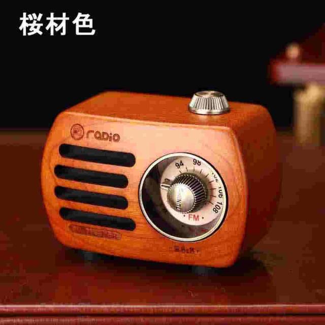 ポケットラジオ 携帯 ラジオBluetooth 木製 スピーカー 小型ラジオ ワイドFM レトロ 充電式 ベースプレーヤー AUX対応、プレゼントに最適 ポータブルラジオ