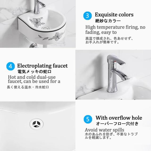 流し台 屋外 キッチン シンク 流し台 手洗い器 壁掛け 手洗器セット陶器製簡易洗面台 キッチンシンク シングルシンク 簡易洗面台 温水および冷水の蛇口付き