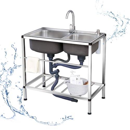屋外シンク流し ガーデンシンク - 流し台 キッチンシンク 業務用流し台 自立型ユーティリティシンク 大容量自立型シンク 簡易流し台 シングルシンク ステンレス_1