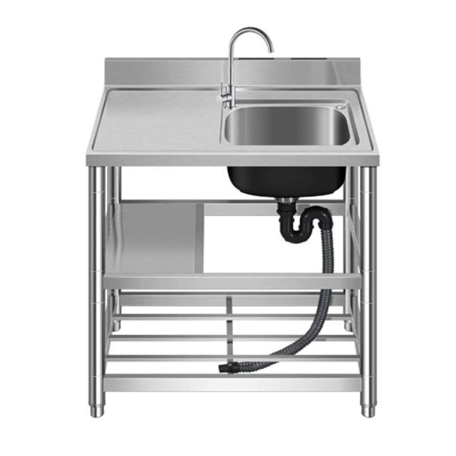 シンク 屋外屋内レストランシンク 作業台付き 静音加工 丈夫 安定 滑り止めのフットパッド 台所 キャンプ バーベキュー アウトドア 304ステンレス簡易台所の流し シンク 屋外屋内レストランシンク 作業台付き 静音加工 丈夫 安定 滑り