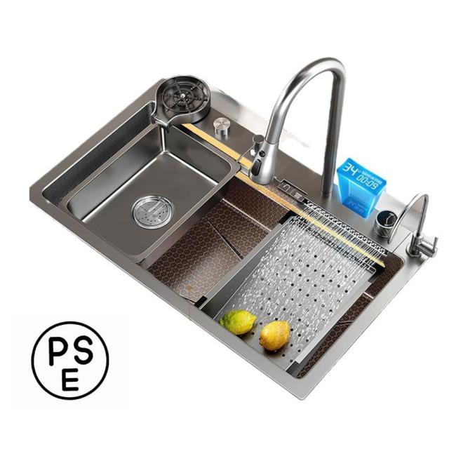 流し台 キッチンシンク 業務用流し台 自立型ユーティリティシンク、カップウォッシャー、ソープディスペンサー、フライングレインウォーターフォールディスペンの通販は