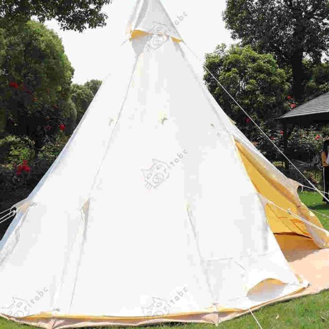 ワンポールテント コットンキャンバス TC素材 簡単設営4?8人用 防雪 耐風 収納袋付き アウトドア用品 キャンプ用 テント 多機能 撥水 通気 遮光 防災用 アウト ワンポールテント コットンキャンバス TC素材 簡単設営4?8人用 防雪