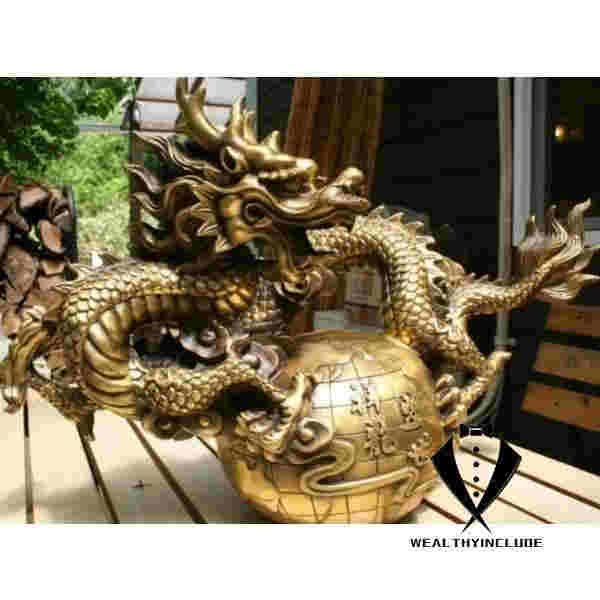 特大圧倒的なパワー龍の置物 銅製(真鍮) 横幅50cm 龍 龍の置物 龍神 竜 置物 銅製 開運 金運 成功