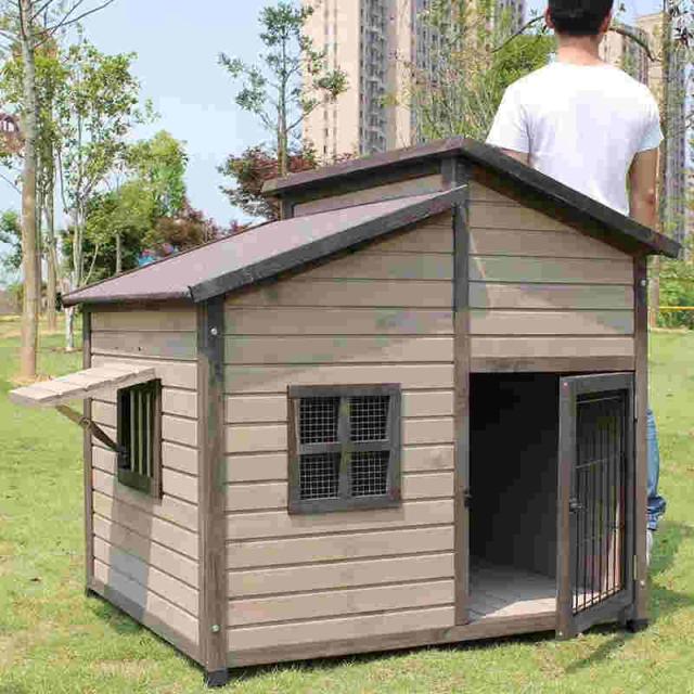 【期間限定価格】大型 犬小屋 犬 別荘 飼育ケージ 小動物ケージ 74*84*80cm 組立式 松の木 室外 木製 ハイラル松 防腐材 中型犬用の通販は 56,432円