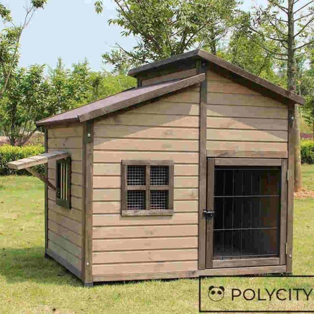 【期間限定価格】大型 犬小屋 犬 別荘 飼育ケージ 小動物ケージ 74*84*80cm 組立式 松の木 室外 木製 ハイラル松 防腐材 中型犬用_1