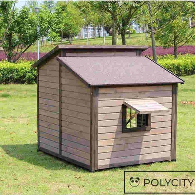 【期間限定価格】大型 犬小屋 犬 別荘 飼育ケージ 小動物ケージ 74*84*80cm 組立式 松の木 室外 木製 ハイラル松 防腐材 中型犬用_2