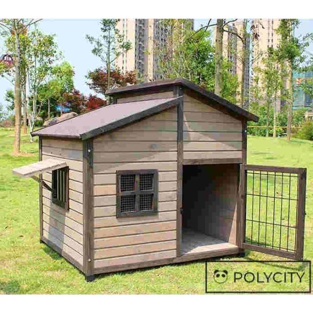 【期間限定価格】大型 犬小屋 犬 別荘 飼育ケージ 小動物ケージ 74*84*80cm 組立式 松の木 室外 木製 ハイラル松 防腐材 中型犬用_6
