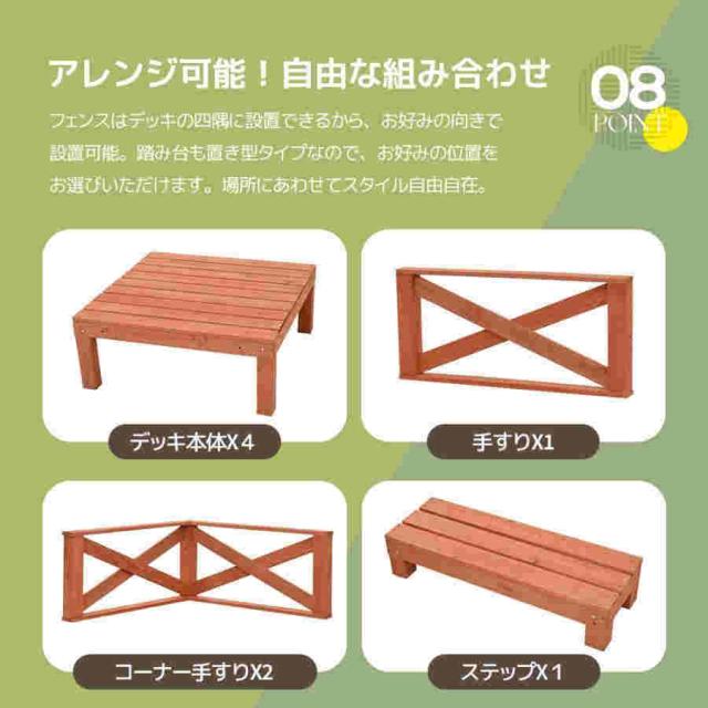 ウッドデッキ 天然木 キット 8点セット 1.0坪 ウッドパネル 家具