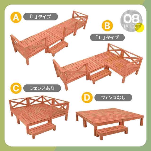 ウッドデッキ 天然木 キット 8点セット 1.0坪 ウッドパネル 家具
