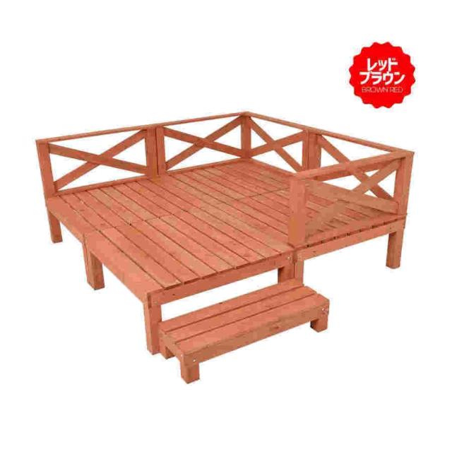 ウッドデッキ 天然木 キット 8点セット1坪 ウッドパネル 家具【レッドブラウ】 ウッドデッキ 天然木 キット 8点セット 1.0坪 ウッドパネル 家具