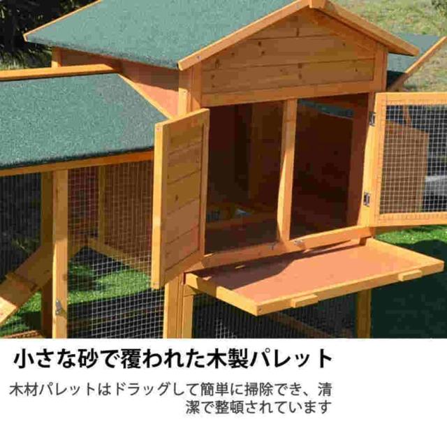 鳥かご 屋外木製鶏小屋 屋外 木製 鳥ケージ大型 ワイヤーメッシュ 卵パック 複数のドア付き 防雨 産卵 アウトドア家禽用飼育ケージウサギケージ_2