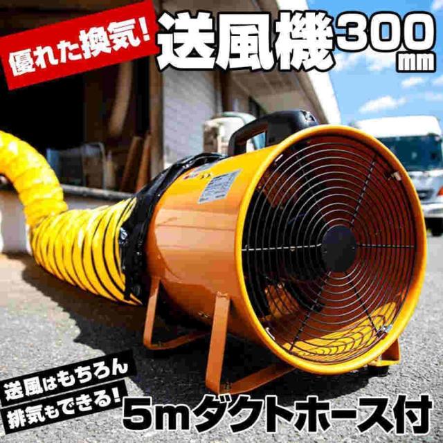 送風機 業務用 小型 300mm ＋ ダクトホース5m セット ポータブル