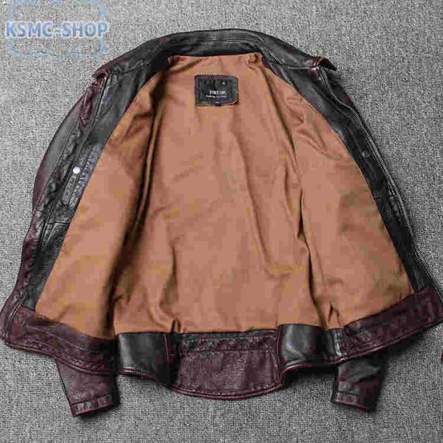 革ジャン レザージャケット メンズ 本革 バイク ライダース 牛革 シングル ショート スリムタイプ 細身 ジャケット ミリタリー レザーコート_11