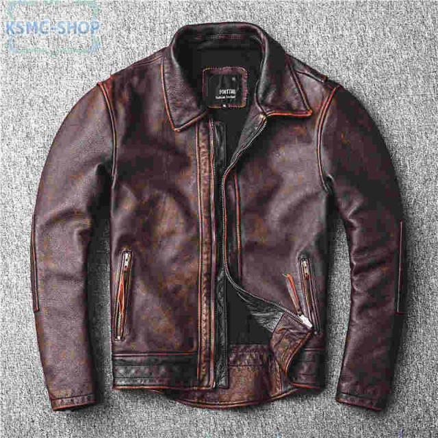 革ジャン レザージャケット メンズ 本革 バイク ライダース 牛革 シングル ショート スリムタイプ 細身 ジャケット ミリタリー レザーコート_7