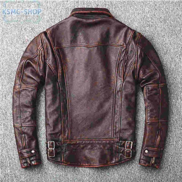 革ジャン レザージャケット メンズ 本革 バイク ライダース 牛革 シングル ショート スリムタイプ 細身 ジャケット ミリタリー レザーコート_9