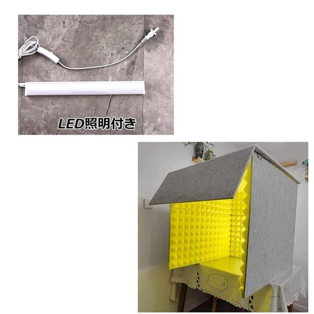 折り畳み式 防音ボックス、1人用 簡易防音室 卓上 吸音ブース、LEDライト付き、仕切り 飛沫防止 デスクパーテーション 吸音 簡易防音ルーム、 騒音を減らす_6