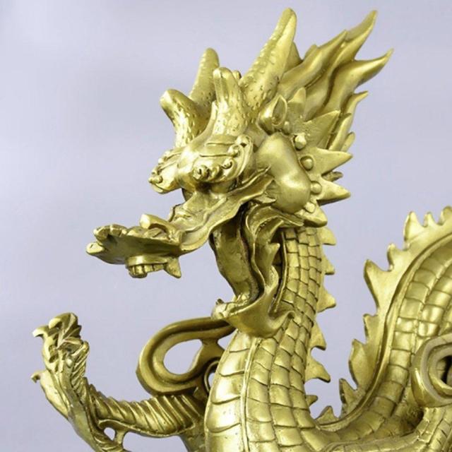 置物 風水 皇帝龍 五本爪 龍 竜 真鍮 ブロンズゴールド 龍の置物