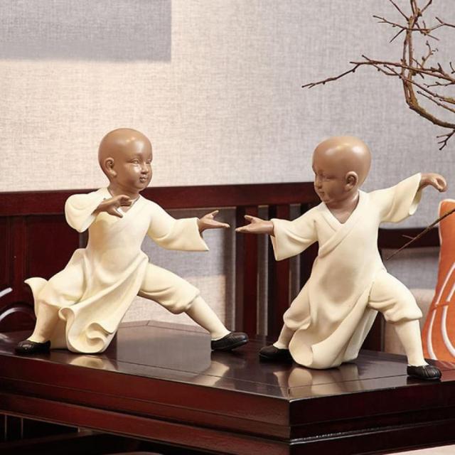 中国 僧侶 装飾 置物 ヴィンテージ 樹脂 2ピースセット 禅フィギュア 彫刻茶屋 コーヒーテーブル 装飾 アートワーク プレゼント 茶道具 茶道
