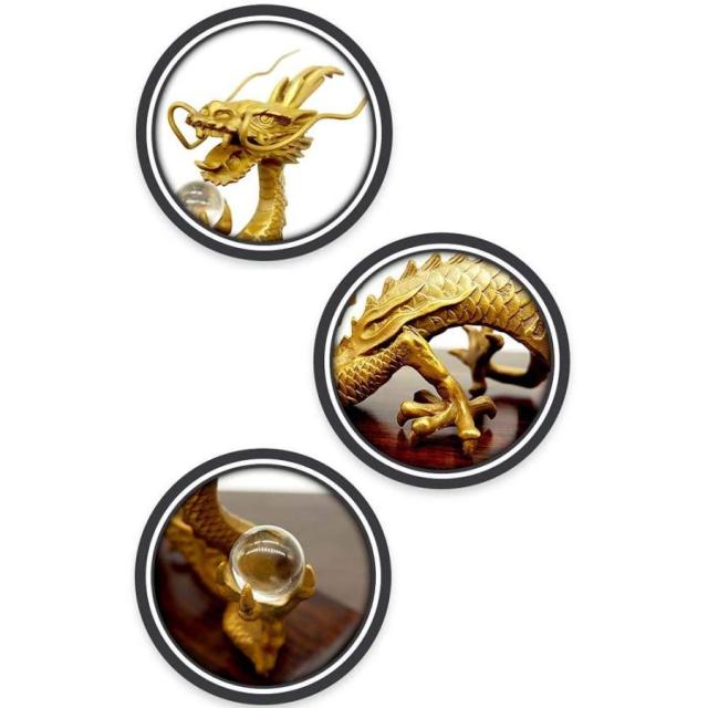 最新作，大人気 昇運金龍 龍 水晶玉持ち金龍 水杯 20mm玉水晶 銅製 風水グッズ 開運 昇運 機運上昇風水 5本 爪 龍 置物 五本爪 干支 縁起物