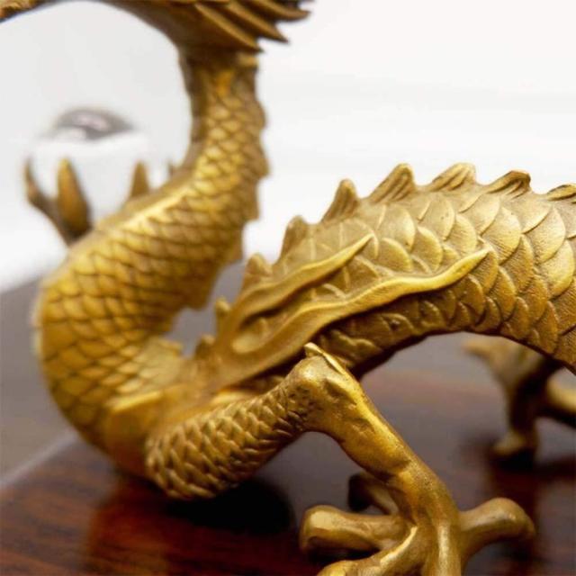 龍の置物 水杯 水晶 銅製 金龍