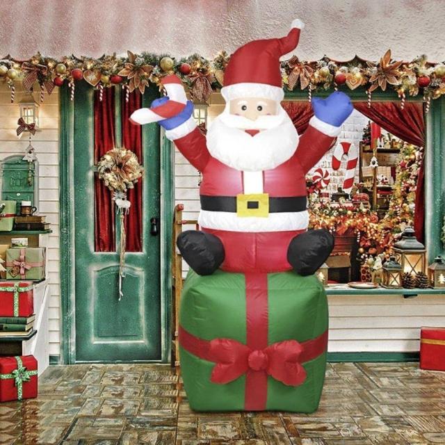 クリスマス サンタクロース ボックス 自動風船 180cm オーナメント 置物 風船 デコレーション クリスマスの装飾 誕生日 飾り付け 室内 室外 屋外 外 ベランダ_1