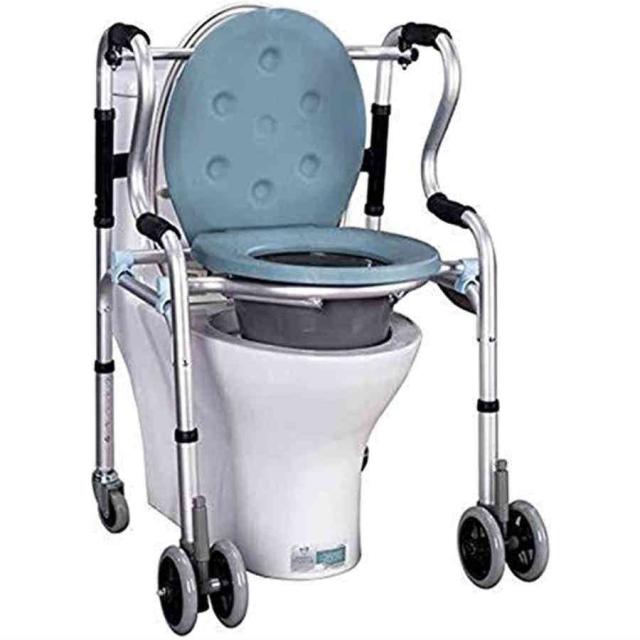 車輪付き高齢者用トイレチェア、シート付き四足歩行器、高さ調節可能な移動式車輪付き便器椅子、ハンディキャップ、身体障害者、高齢者および高齢者向け