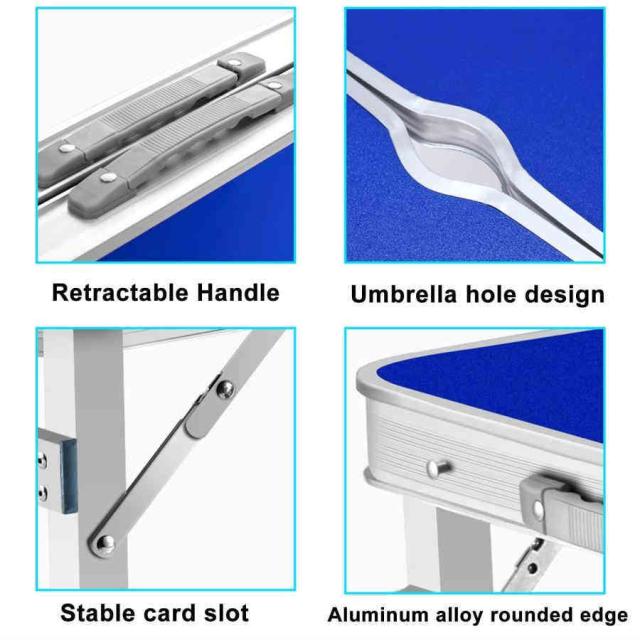 折りたたみ式ポータブルキャンプテーブルセット、椅子4脚、高さ調節
