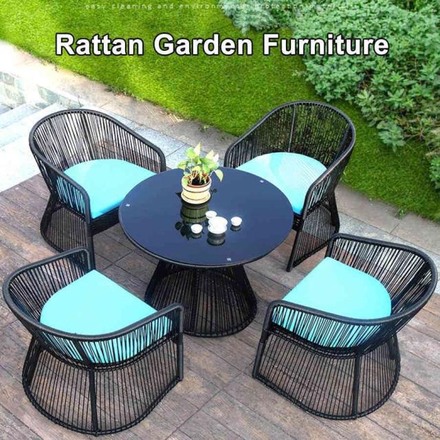 5個の屋外パティオ家具セット籐椅子ウィッカーセット錦ガラステーブルと4脚付き、屋外屋内使用裏庭ポーチガーデンプールサイドバルコニー家具セット(Color:Wh 5個の屋外パティオ家具セット籐椅子ウィッカーセット、ガラステーブル