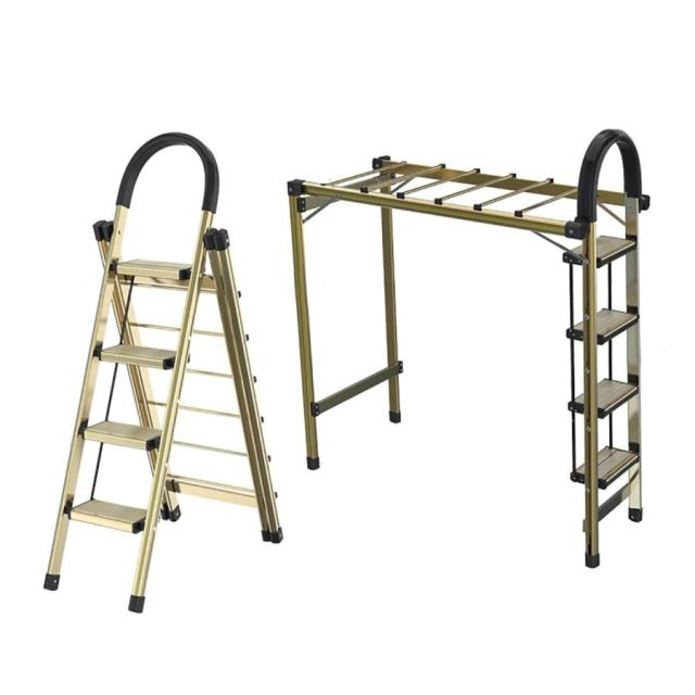 4段 2 In1デザイン はしご脚立 踏み台 物干し竿 家庭用折りたたみ 伸縮多機能アルミ製はしご 軽量 脚立 滑り止め足部 幅広 ステップ 安全 ホームステップ 収納棚の通販は 16,316円