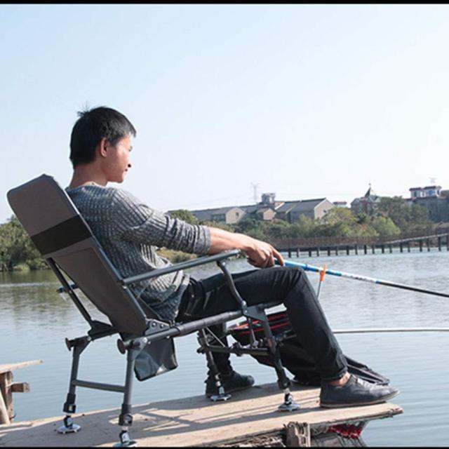 フィッシングチェア 椅子釣り屋外の椅子ポータブル釣りチェアマルチアングルリクライニングディレクターチェア折りたたみ (Color : Gray Size : 44.5*7.*61.5cm