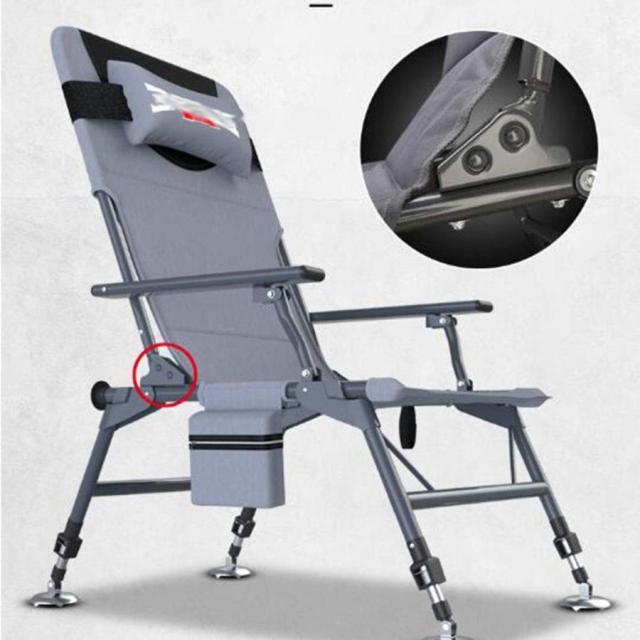 フィッシングチェア 椅子釣り屋外の椅子ポータブル釣りチェアマルチアングルリクライニングディレクターチェア折りたたみ (Color : Gray Size : 44.5*7.*61.5cm
