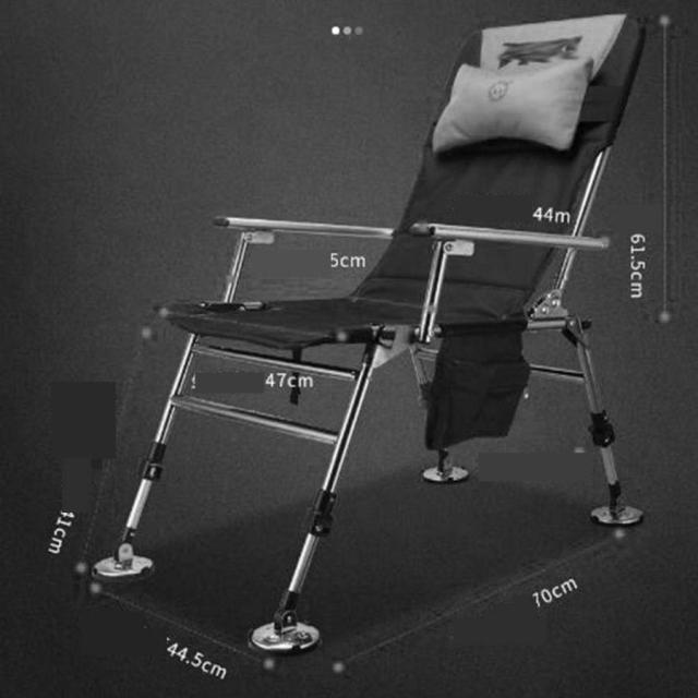 フィッシングチェア 椅子釣り屋外の椅子ポータブル釣りチェアマルチアングルリクライニングディレクターチェア折りたたみ (Color : Gray Size : 44.5*7.*61.5cm